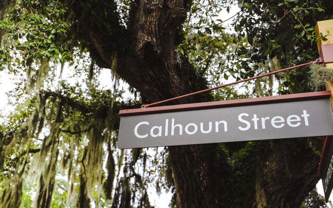 Street sign for Calhoun St. in downtown Bluffton, SC