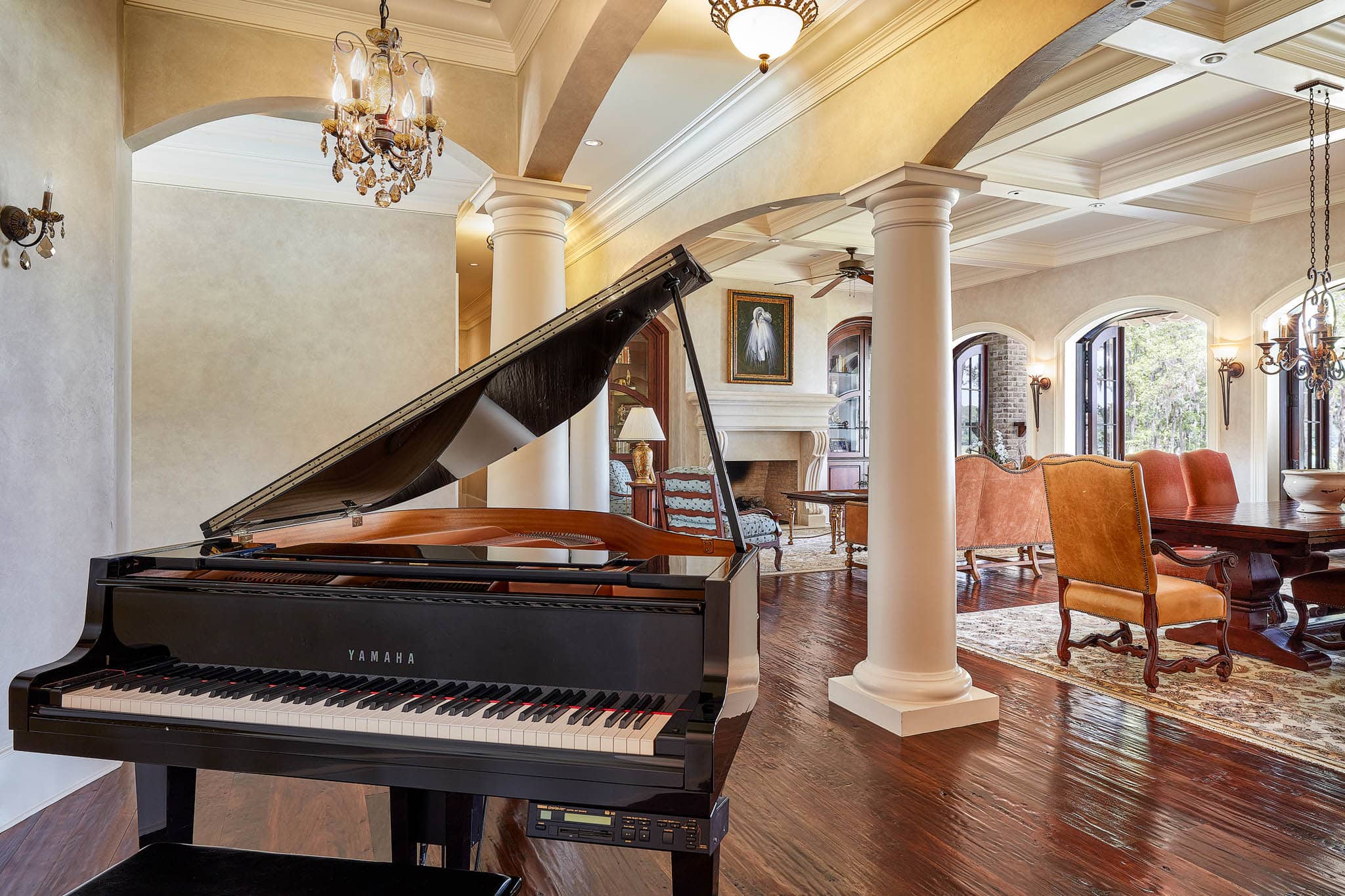 Grand piano in open living space